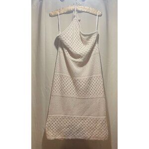 Old Navy NWT Womens BOHO Crochet Knit Halter Dress With Tassel Tie Cream L